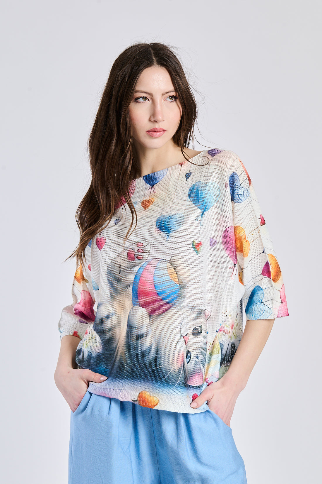 Knit top Catart Cute- white