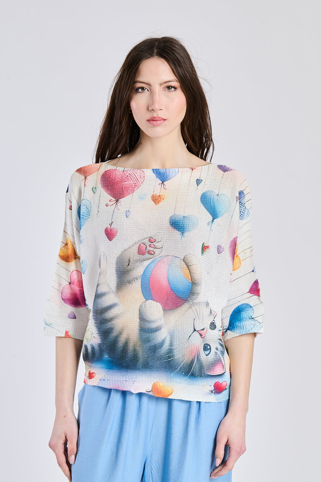 Knit top Catart Cute- white