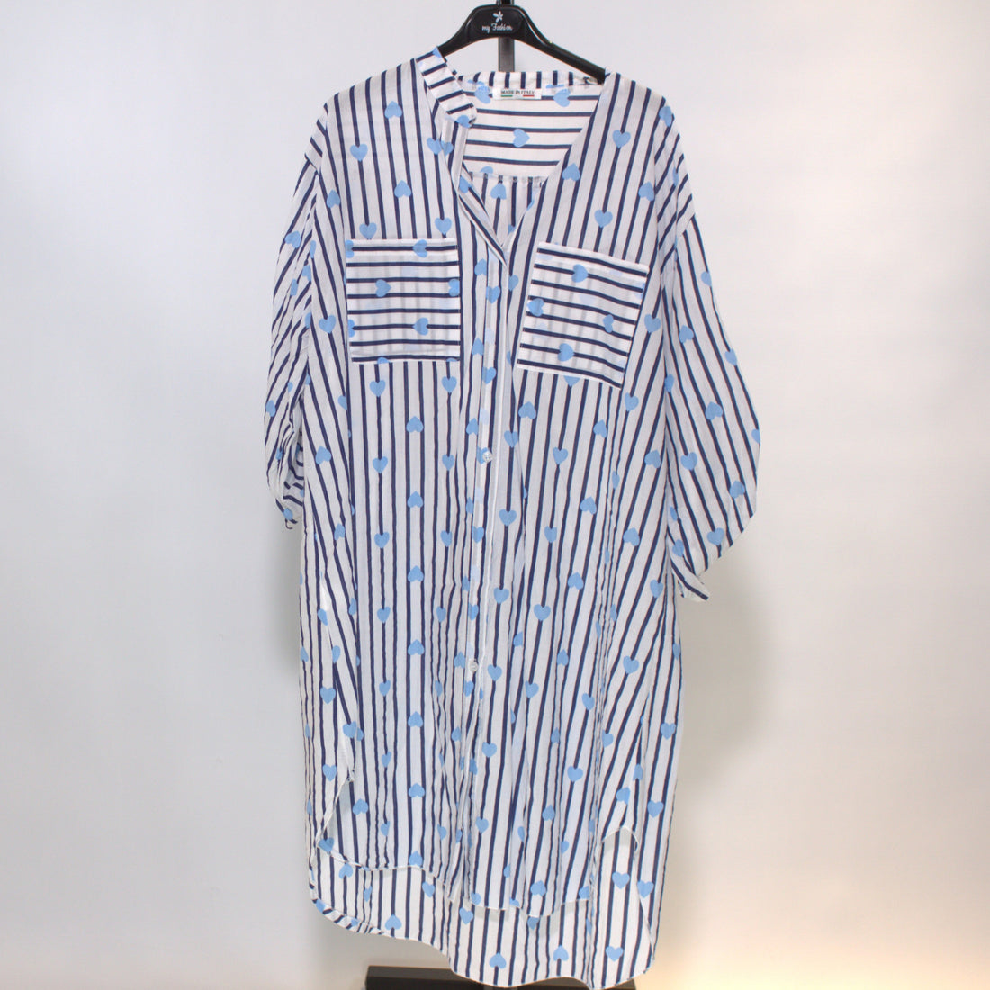 Oversized Hemd Malina - weiss