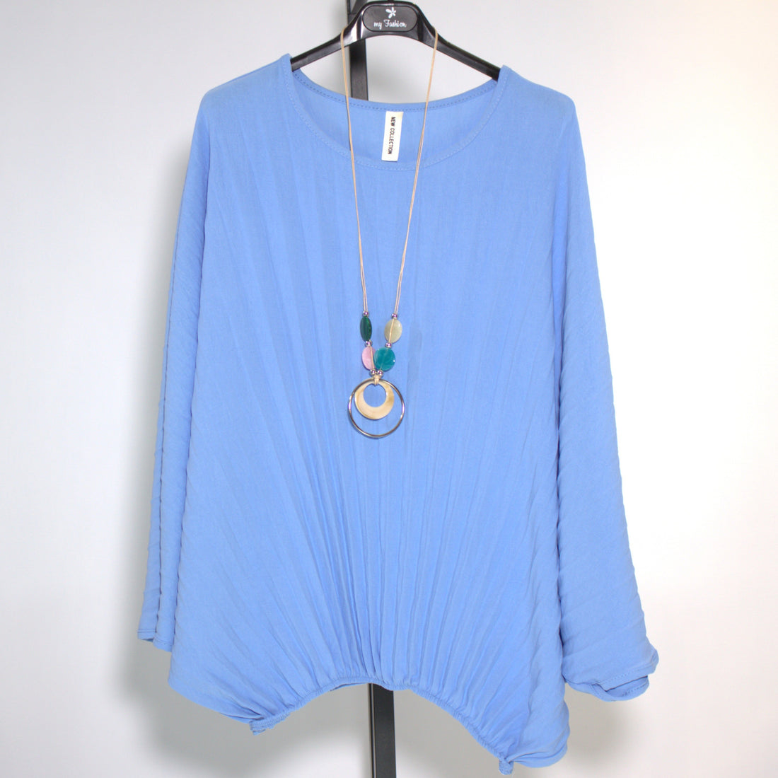 Shirt Angola + Kette - hellblau