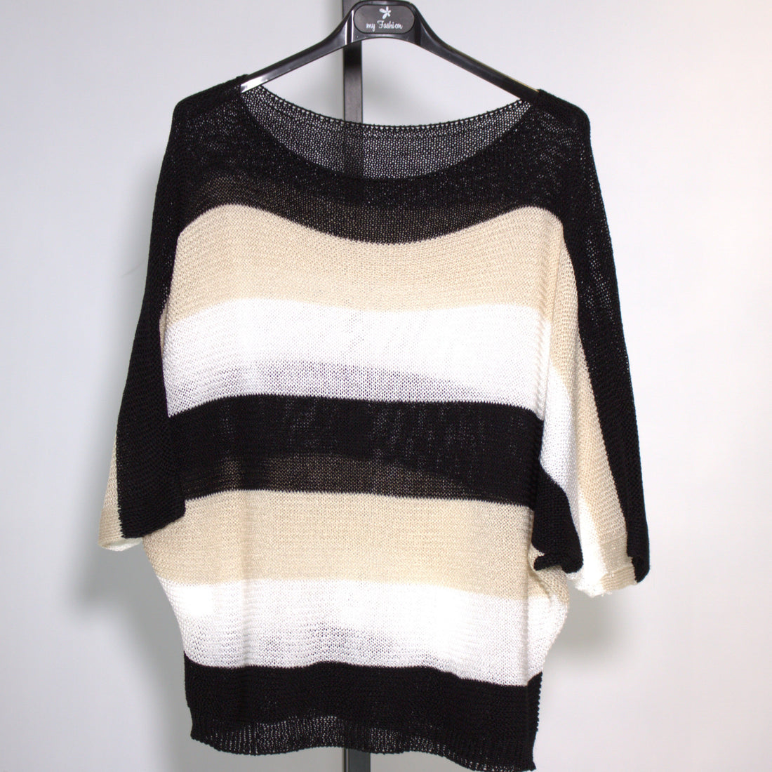 Stricktop gestreift- schwarz