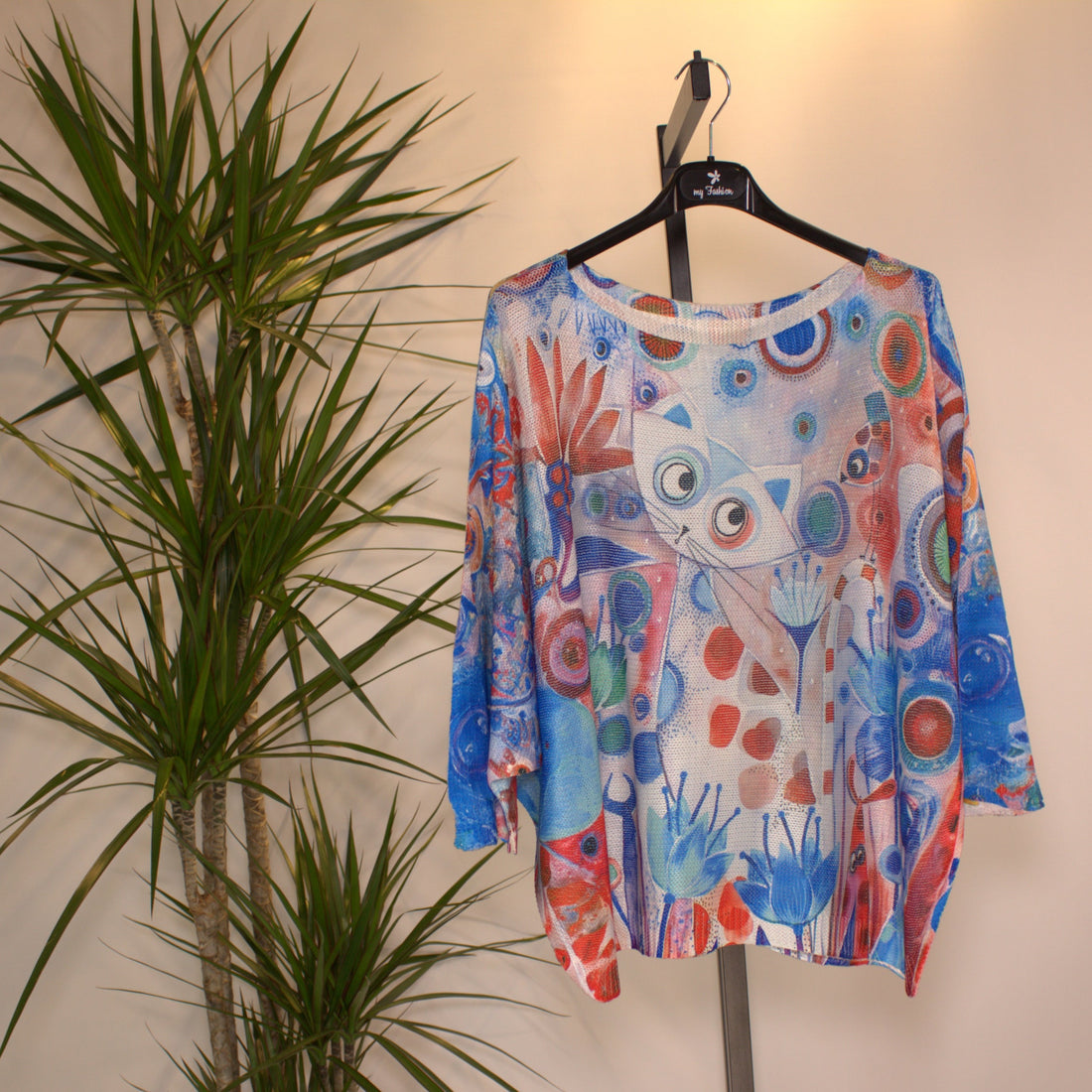 Cat art shirt - blue