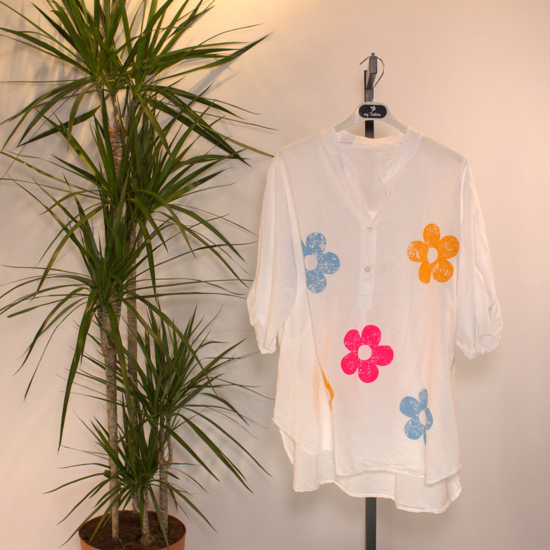Blouse flower B - white