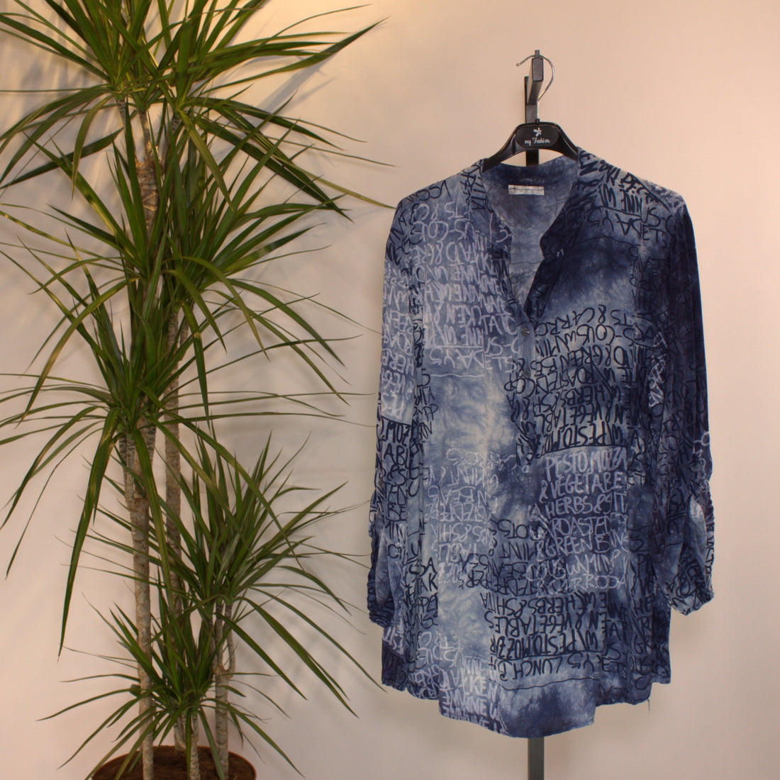Bluse letterprint - blau