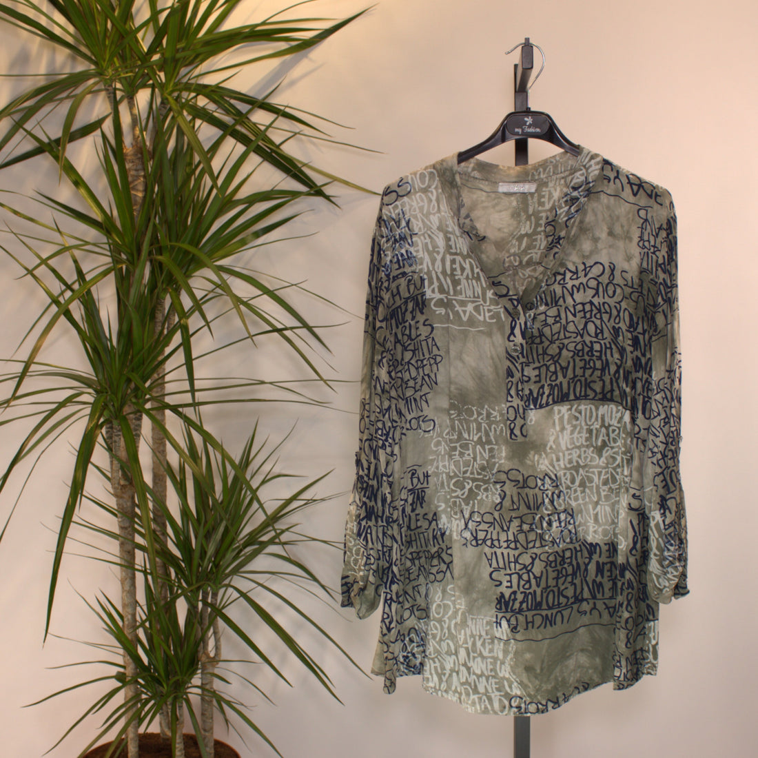 Bluse letterprint - olive