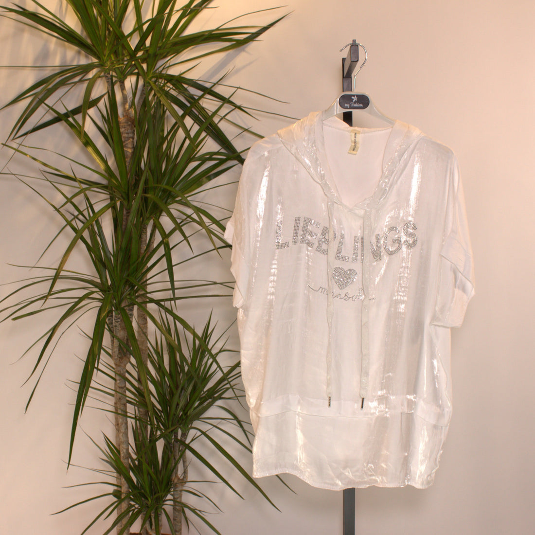 Hoodieshirt Glitter - white