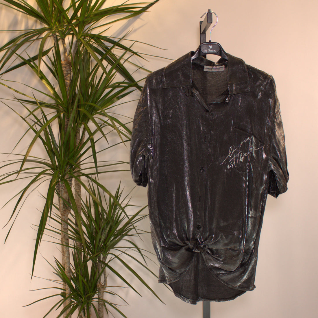 Bluse glanz - schwarz