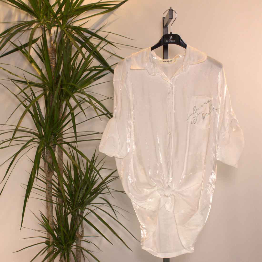 Bluse glanz - weiss