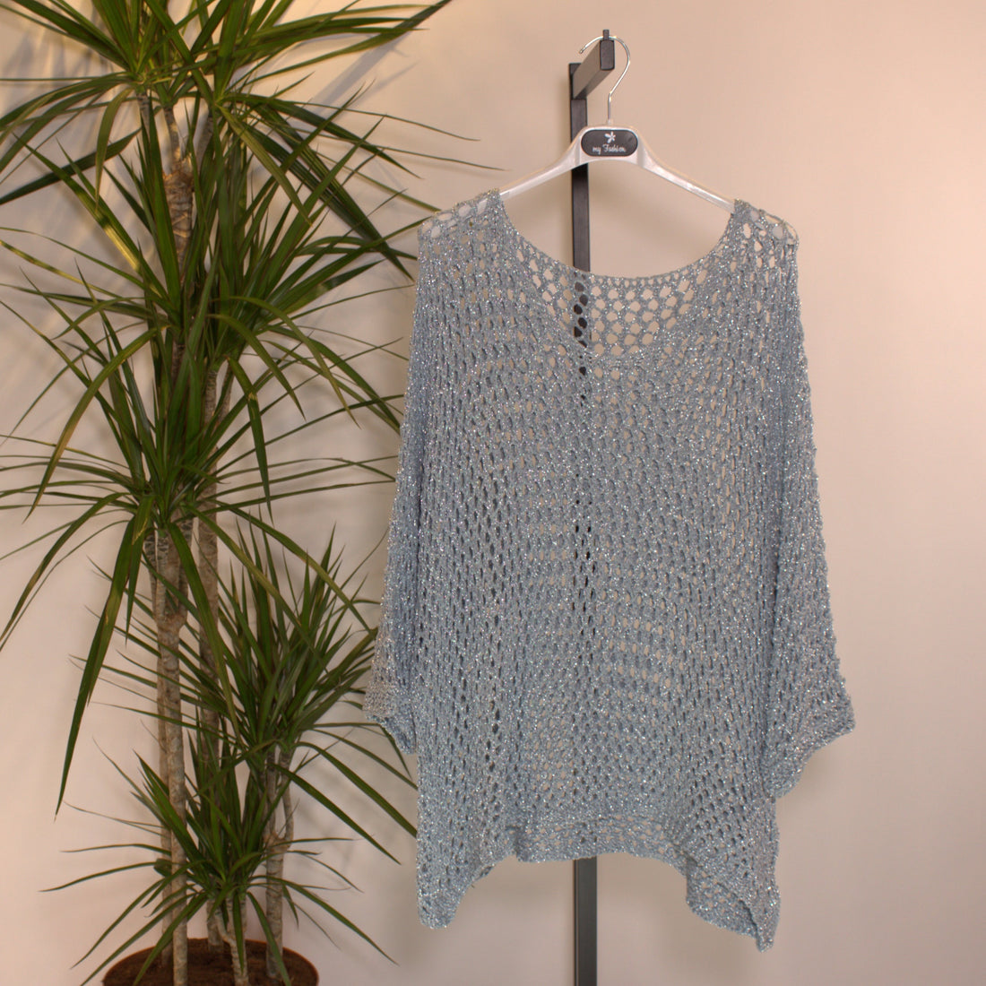 Top strick glitter - blau