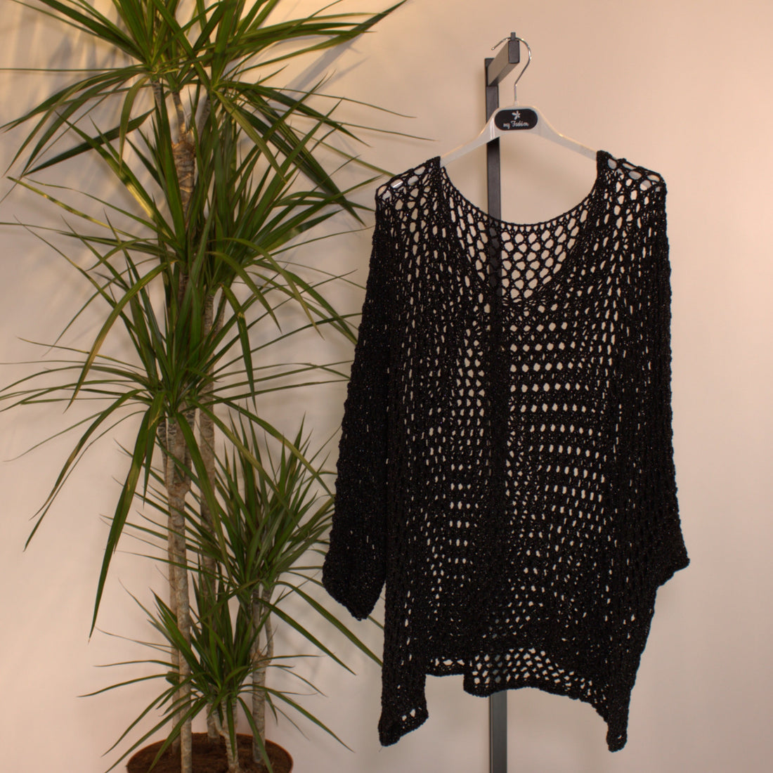 Top knitted glitter - black