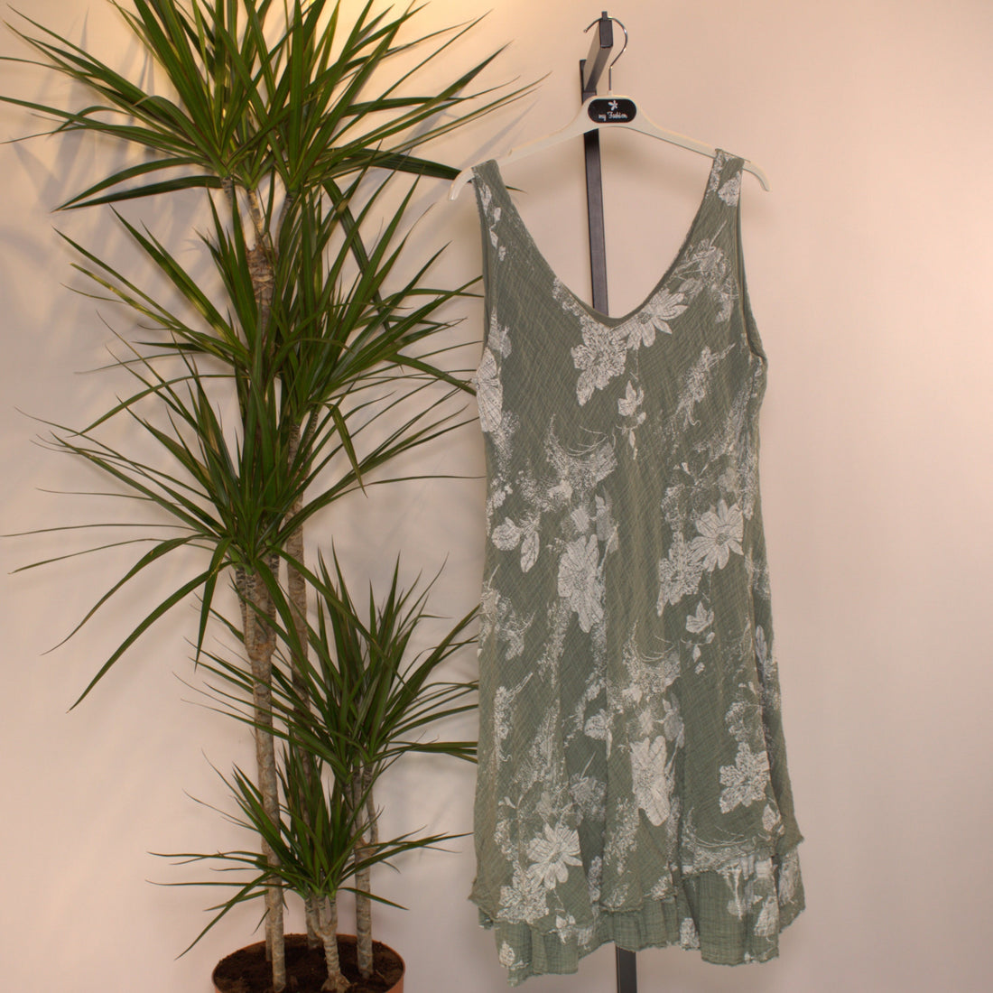 Sommer kleid blumen - oliven