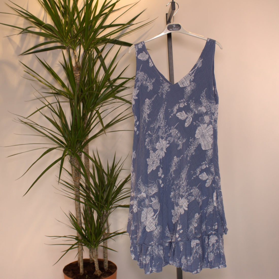 Sommer Kleid Blumen - blau