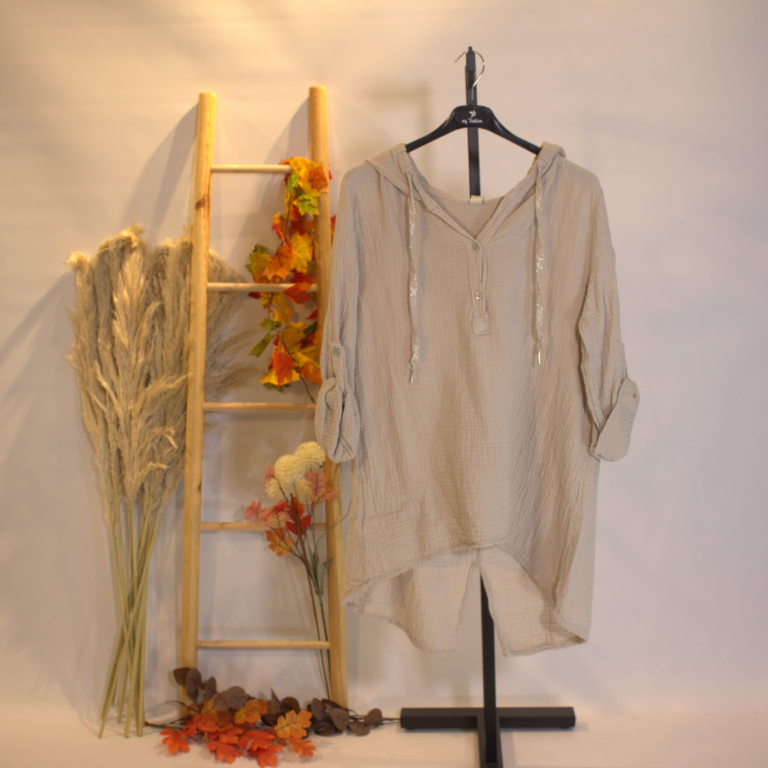 Bluse Kapuze - Beige