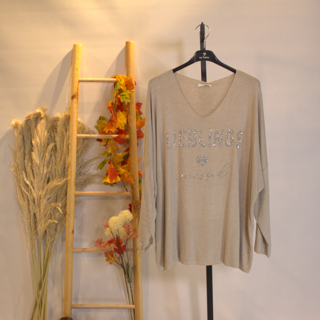 Strickoberteil Lieblings Mensch - Beige