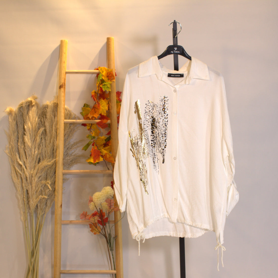 Hemd mit Leopardenprint -Weiss