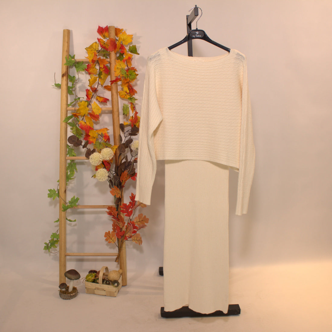 Kleid Pullover Combi A - Weiß
