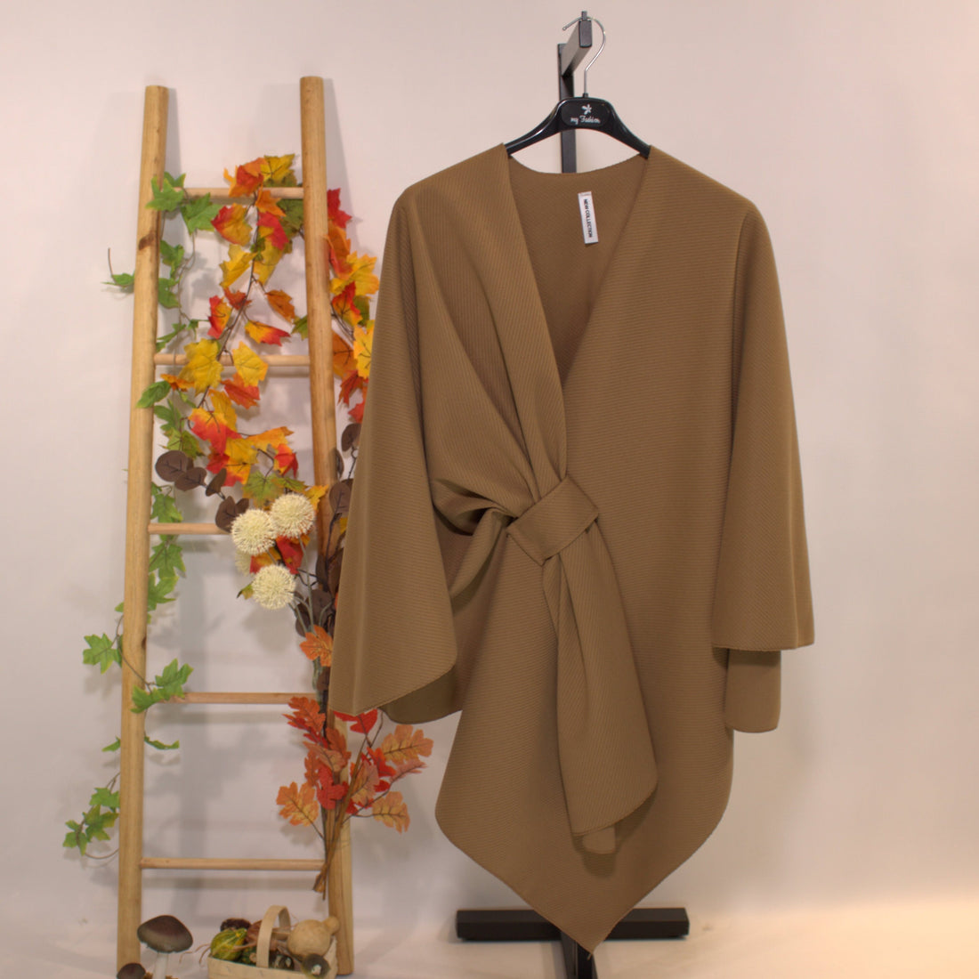 Herbst Poncho - Hellbraun