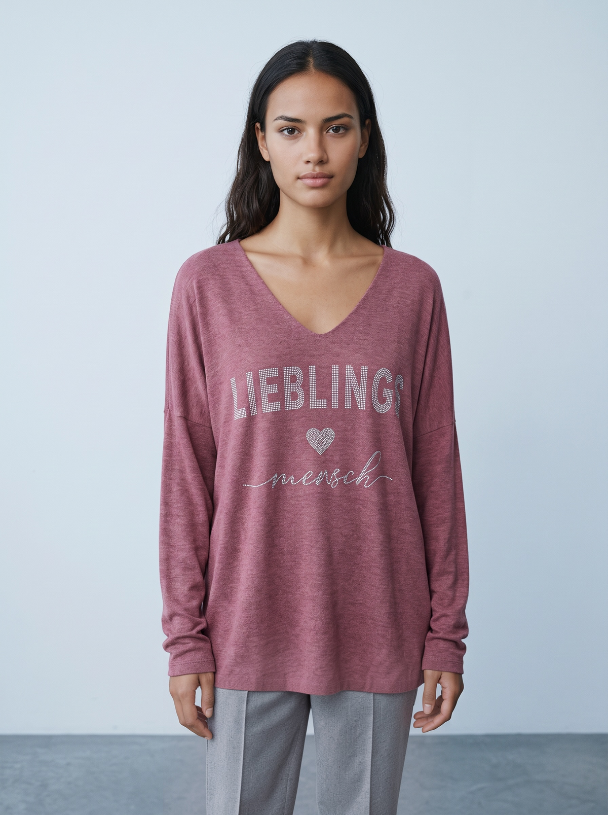 Longsleeve Lieblingsmensch - Weinrot