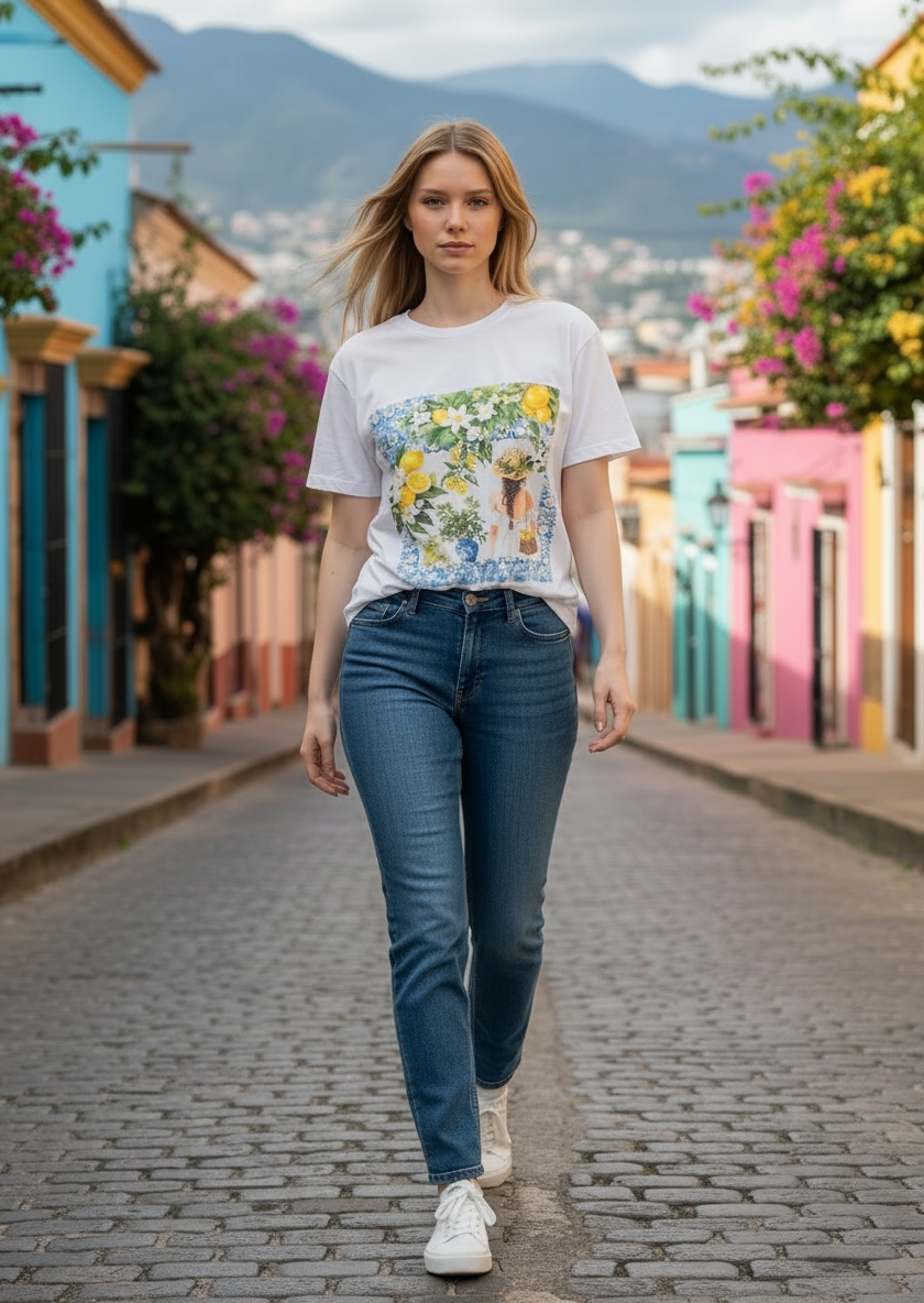 T-Shirt Citrusgirl - Weiß