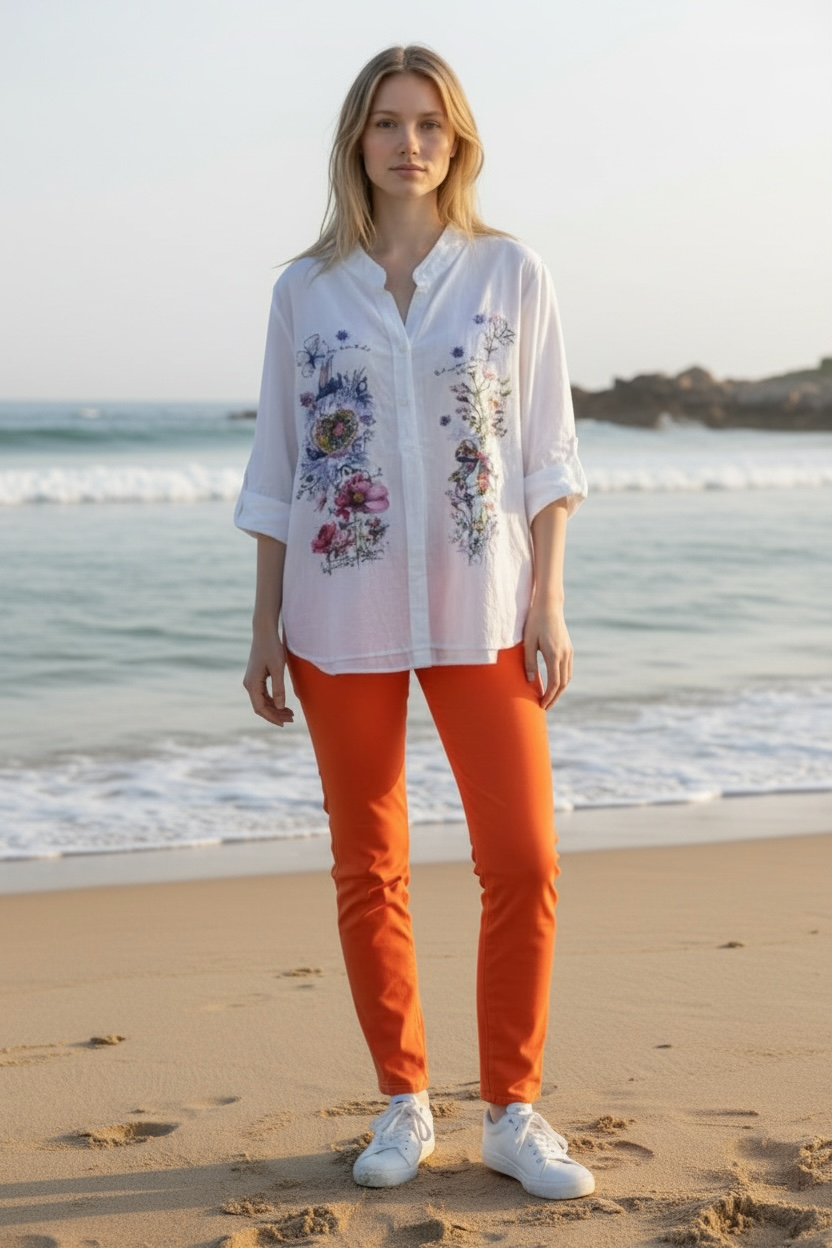 Bluse Powerflower - Weiss