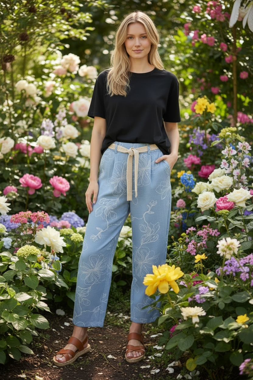 Sommerhose Flowers- Blau