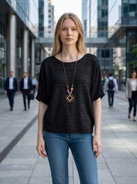 Shirt Moki + Kette - Schwarz