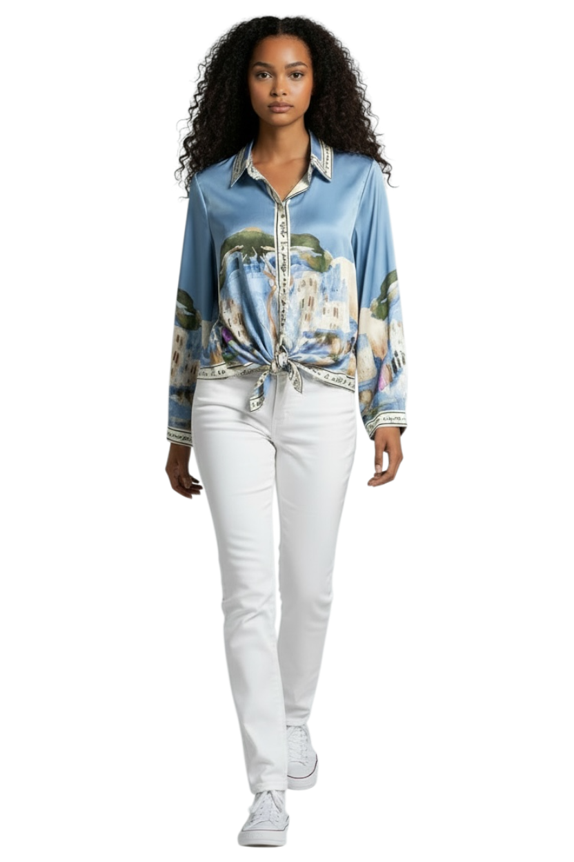Bluse-Toscana - Hellblau