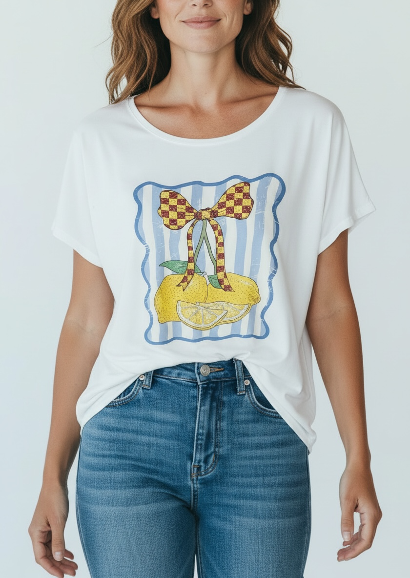 T-Shirt Zitrusprint - Weiß
