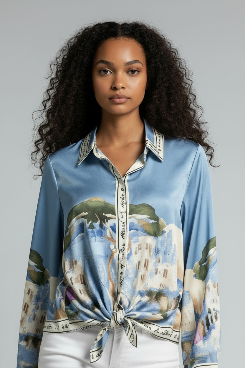 Bluse-Toscana - Hellblau