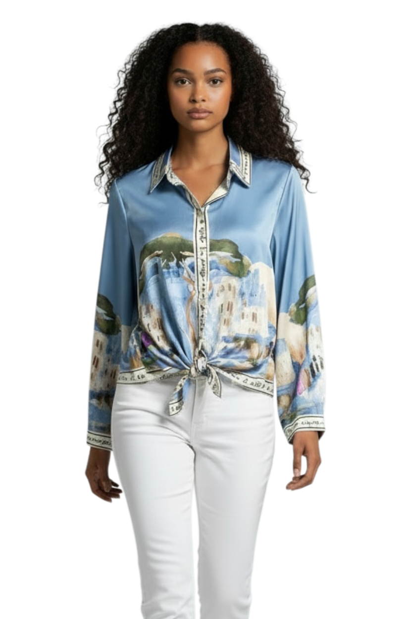 Bluse-Toscana - Hellblau