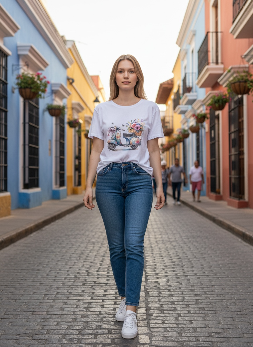 T-Shirt Moped - Weiß
