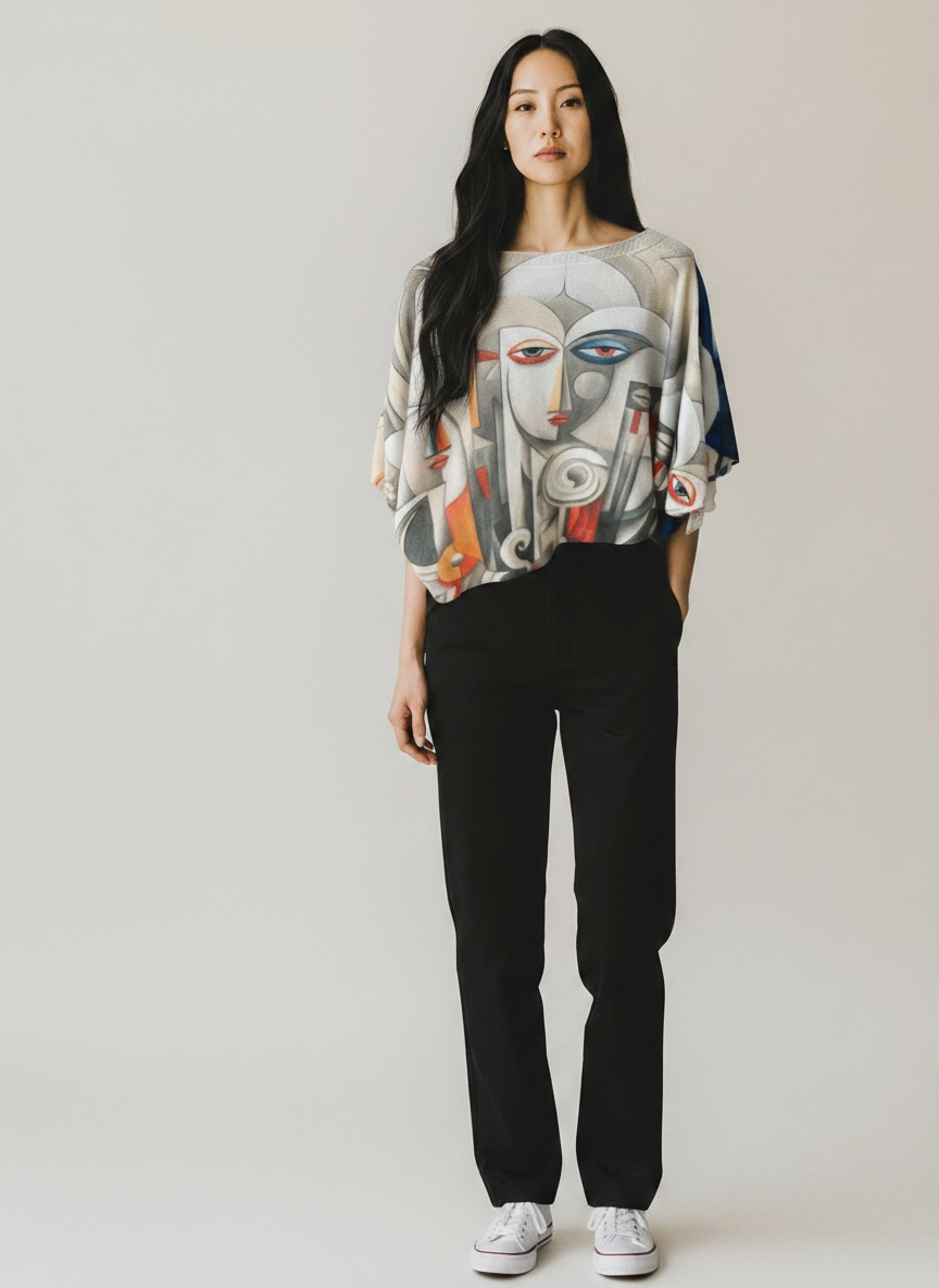 Strickshirt Faceart - Grau