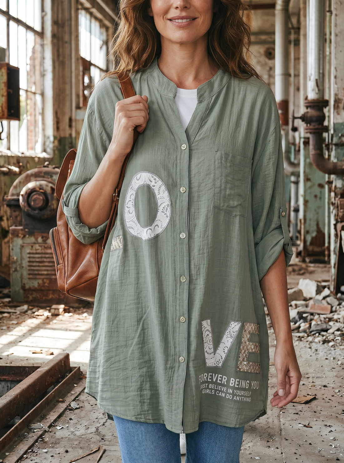 Bluse LOVE - Olive