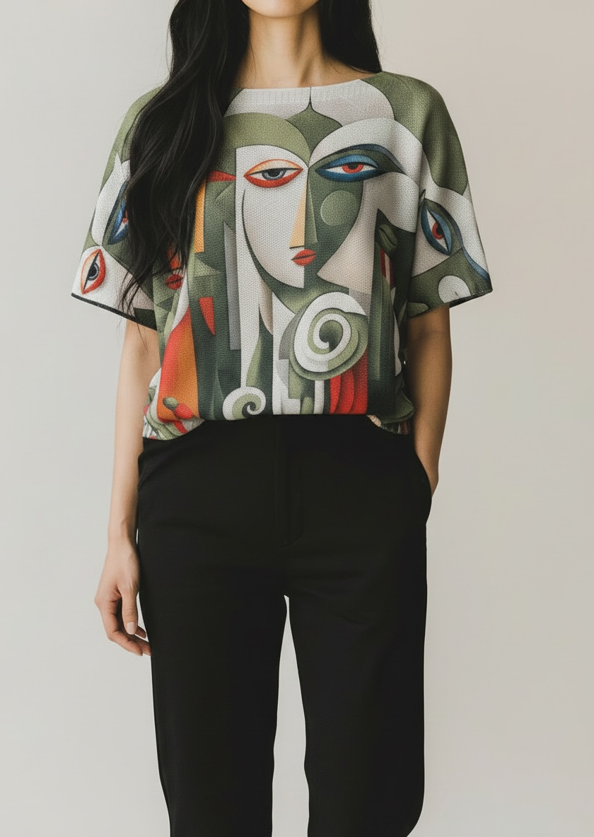 Strickshirt Faceart - Olive