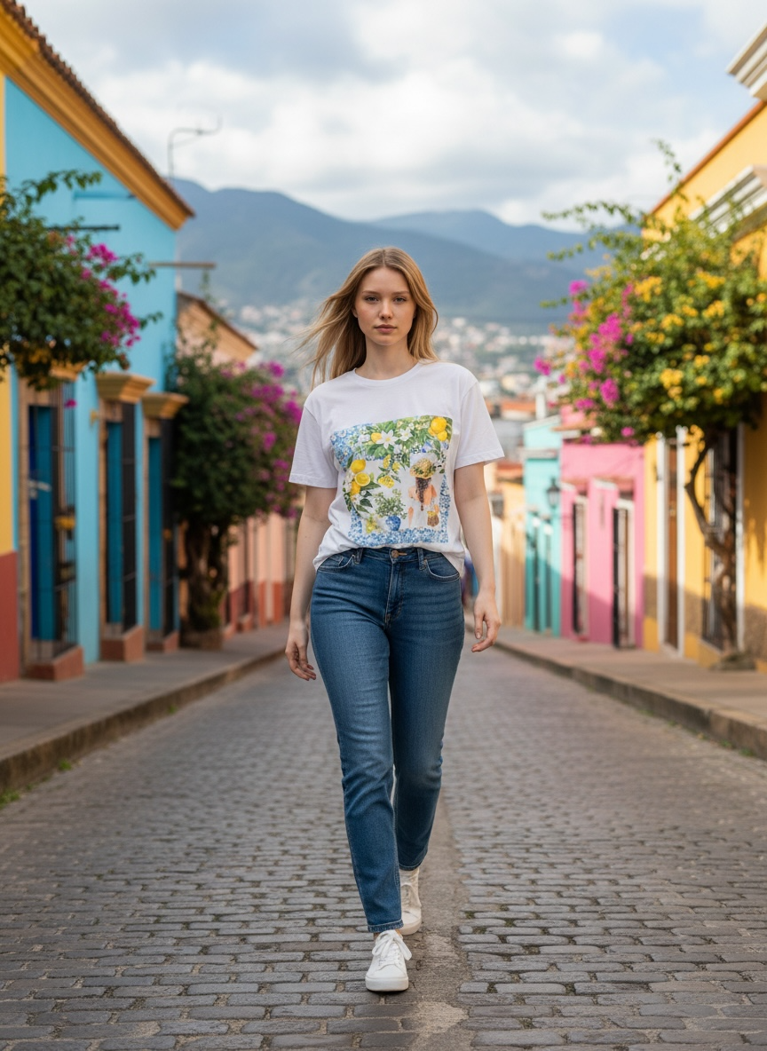 T-Shirt Citrusgirl - Weiß