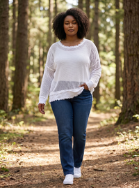 Mesh Pullover Boho - Weiß