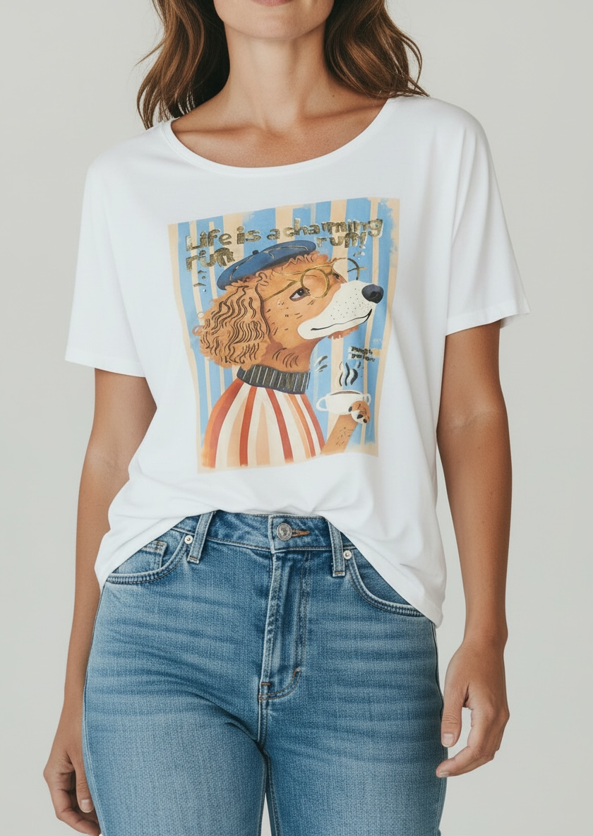 T-Shirt Coffeedog - Weiß