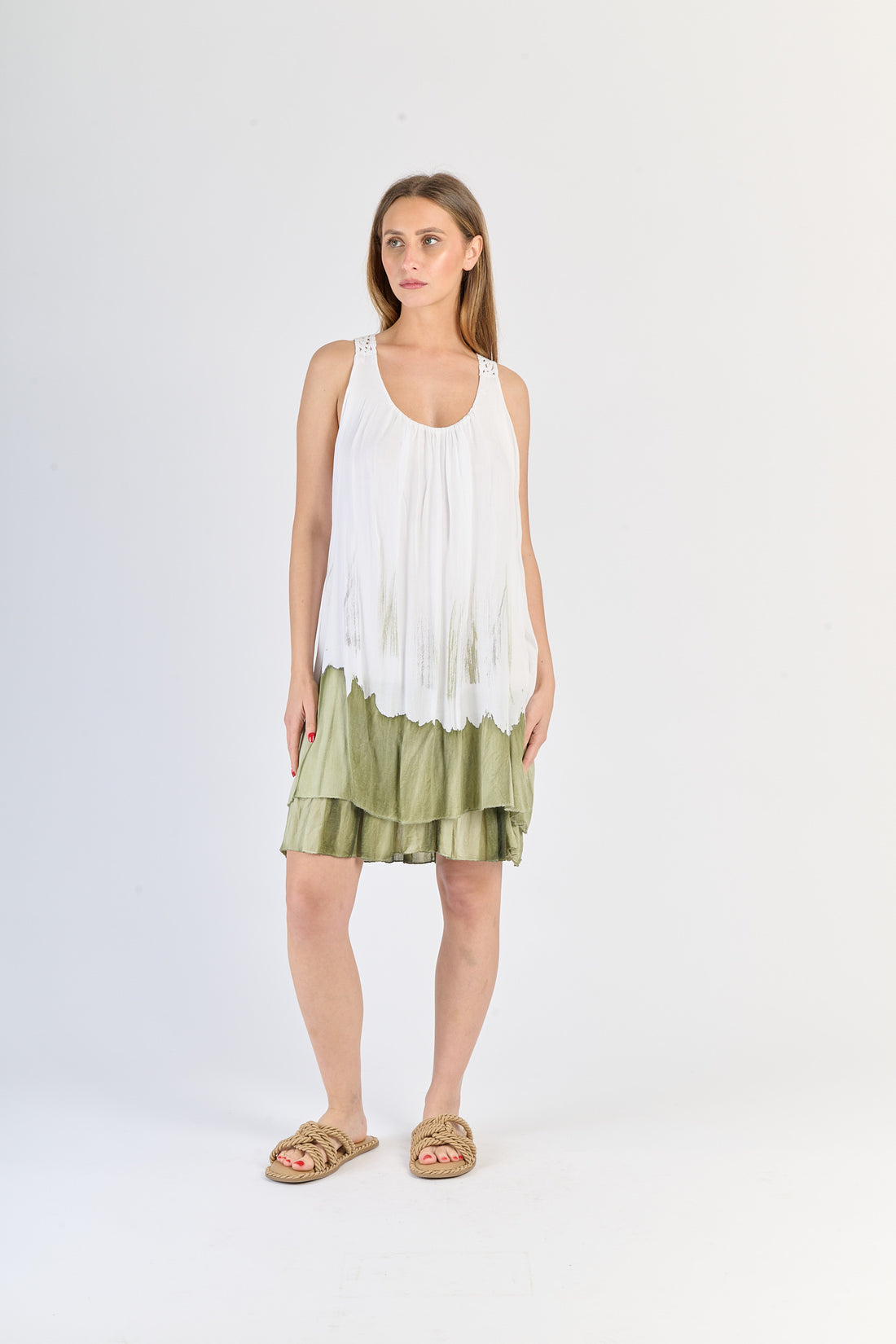 Italienisches Sommer Kleid E olive