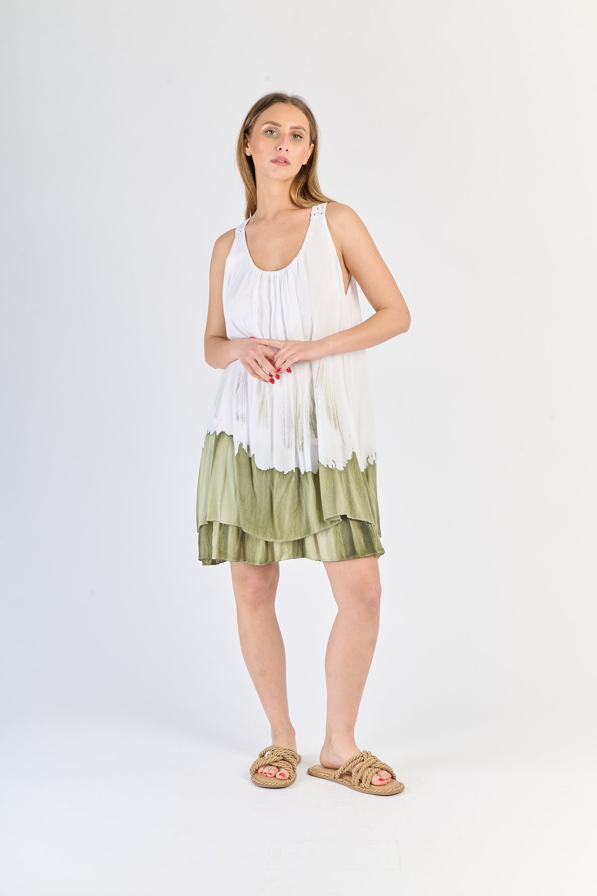 Italienisches Sommer Kleid E olive