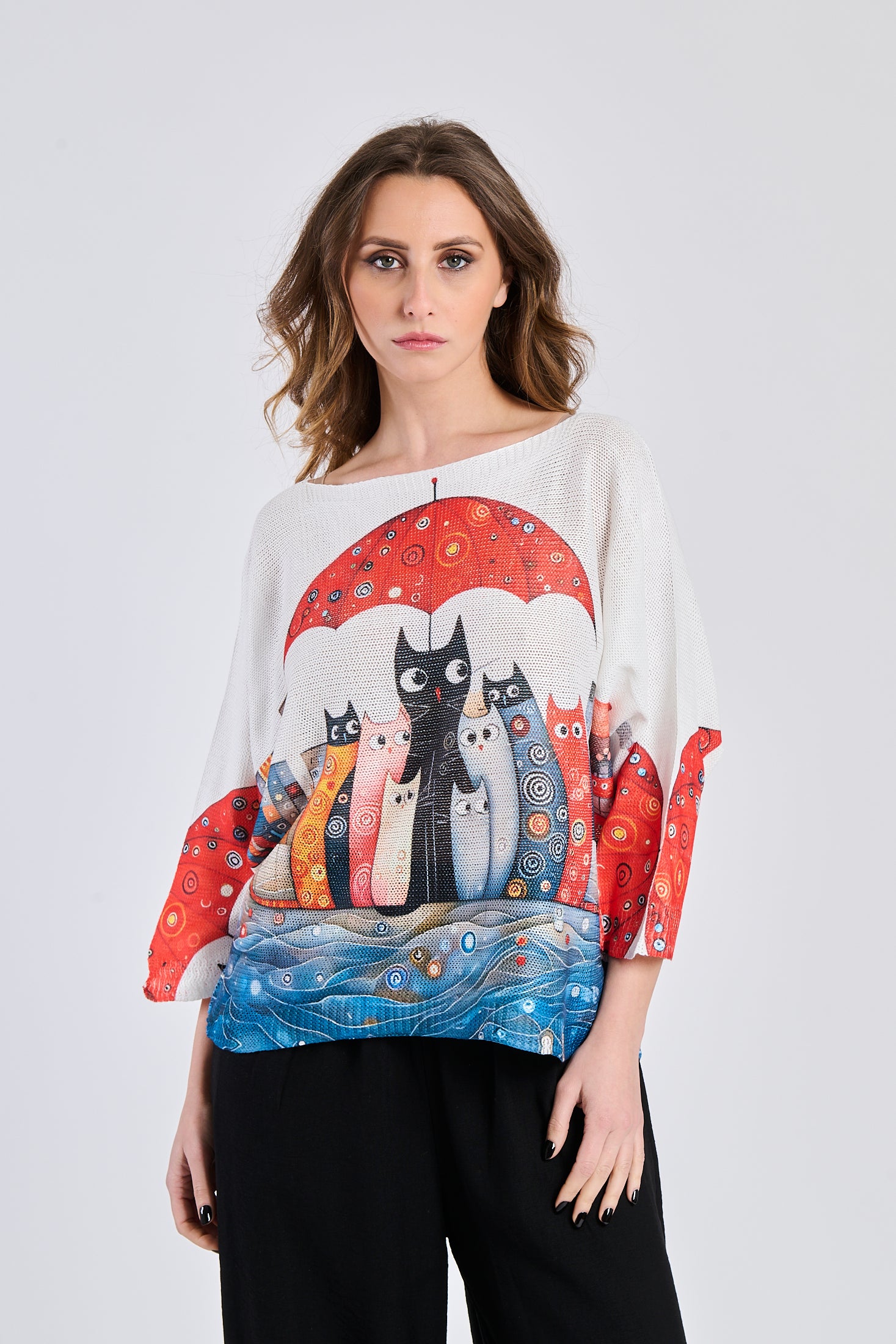 Knitted top Catart Family - white