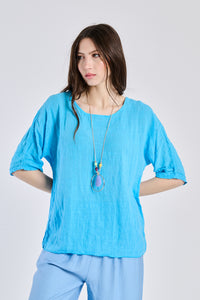 Shirt cotton chain - azure