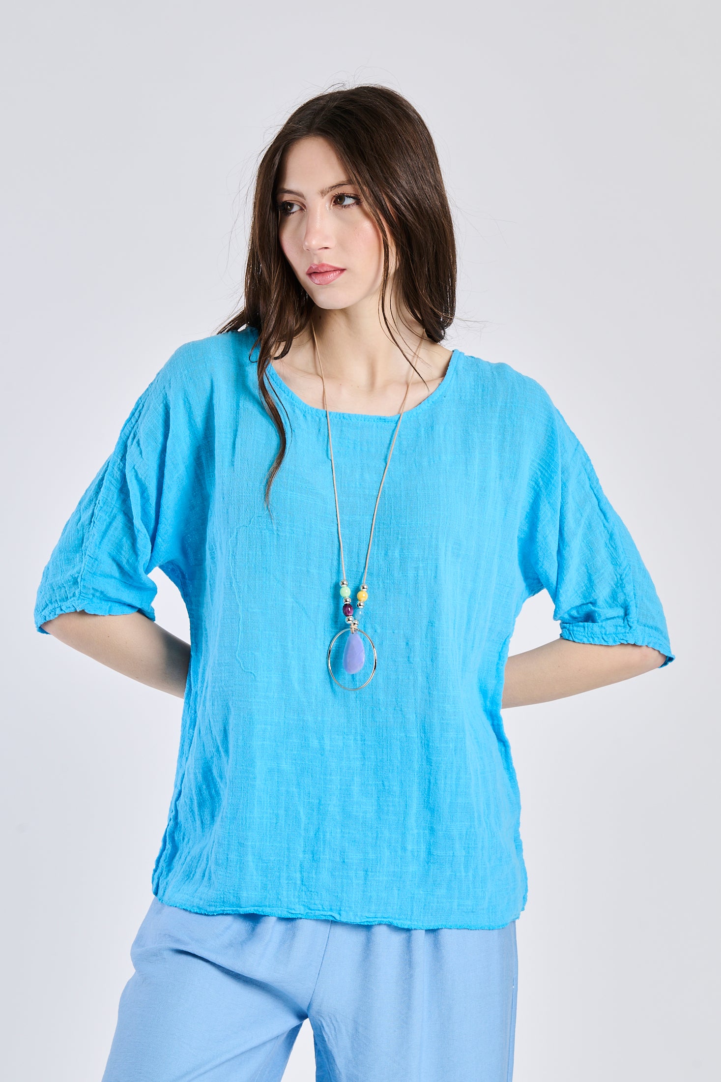 Shirt cotton chain - azure