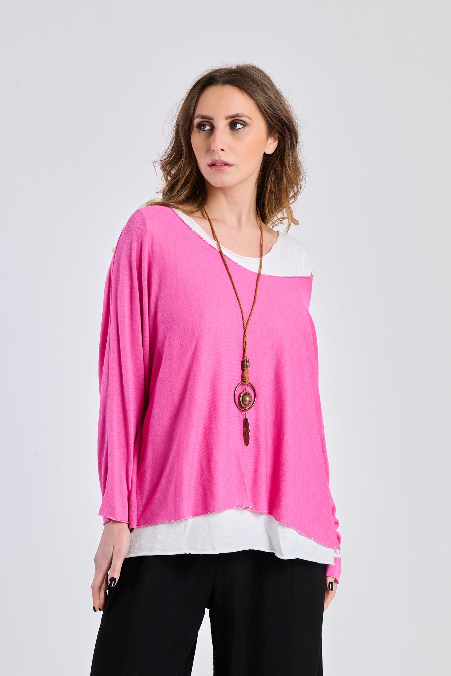 Longsleeve combi-pink