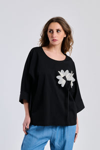 Flower shirt Charlotte - black