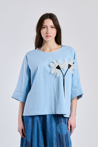 Flowershirt Charlotte - light blue