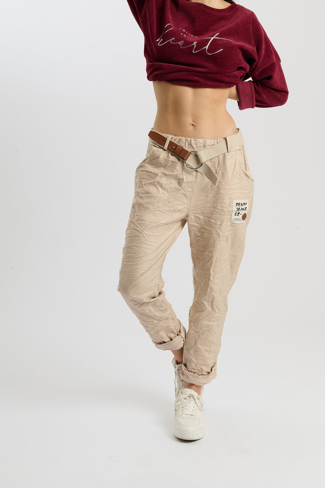 Hose Denim - Metallicbeige