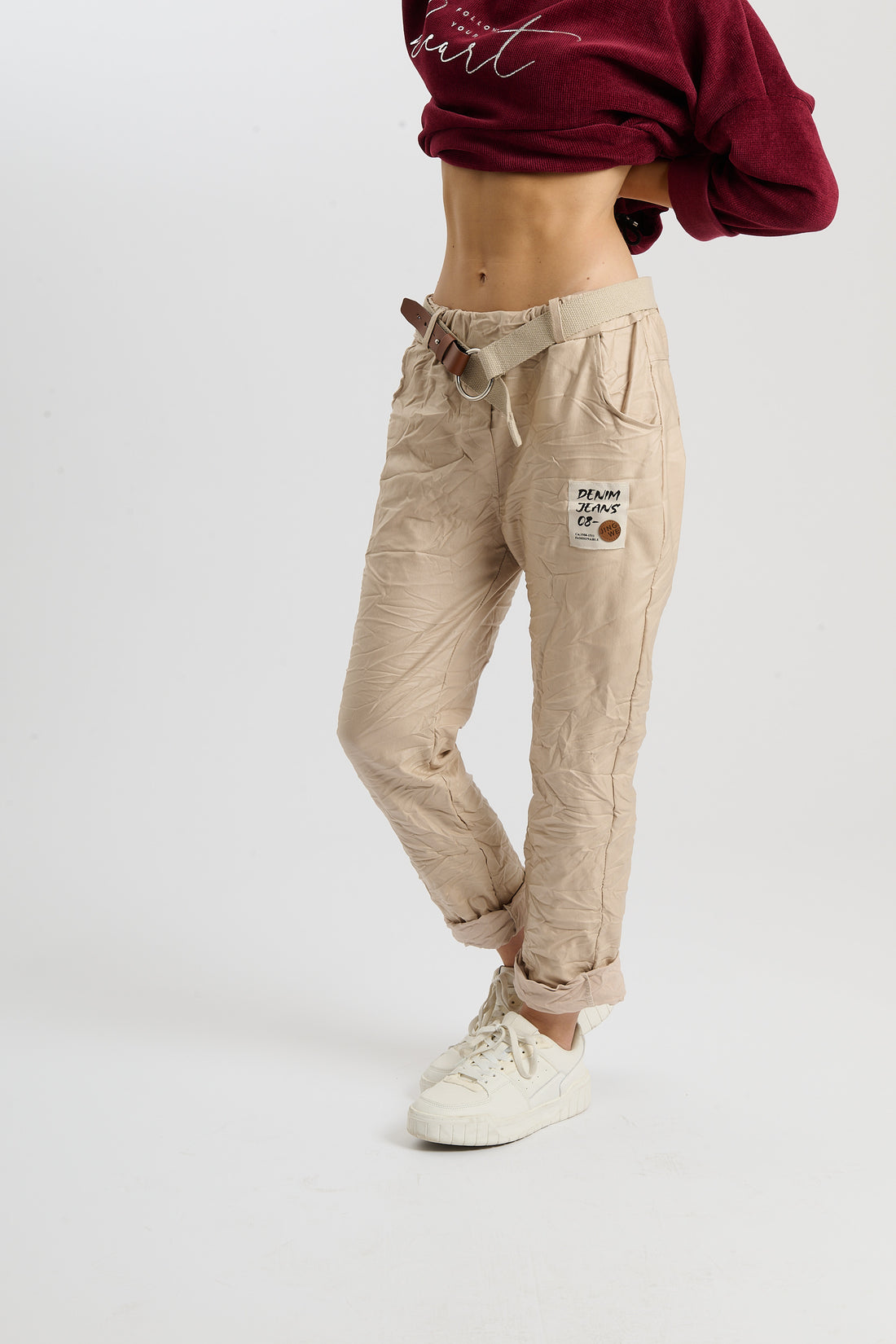 Hose Denim - Metallicbeige