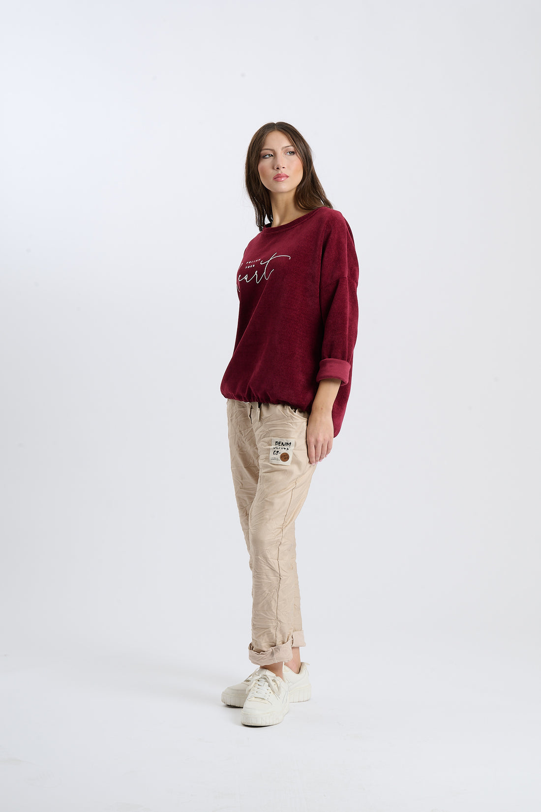 Pullover Follow Your Heart - Weinrot
