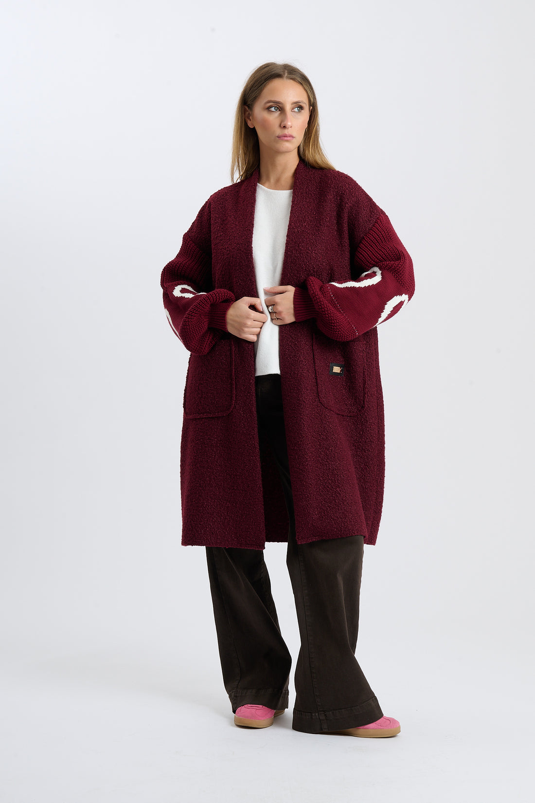 Filzjacke Heart - Weinrot
