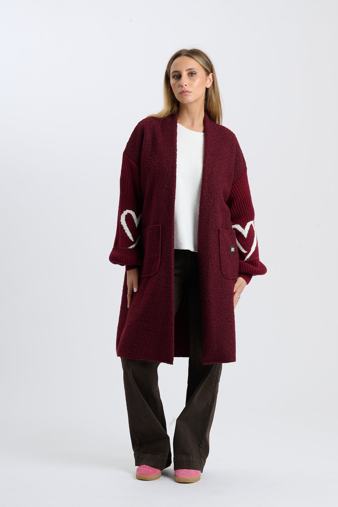 Filzjacke Heart - Weinrot